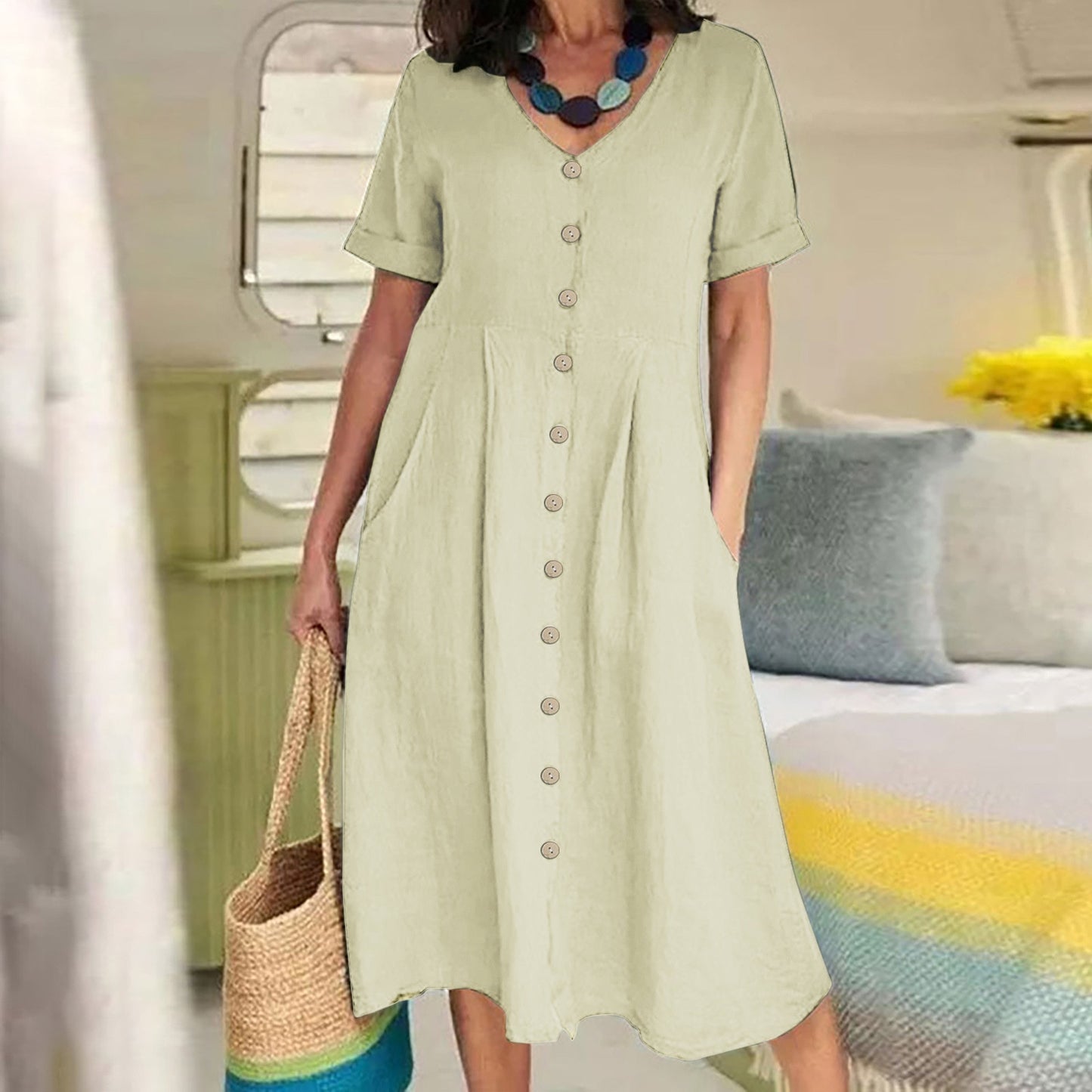 Harper - Robe boutonnée avec poche pour tous les jours