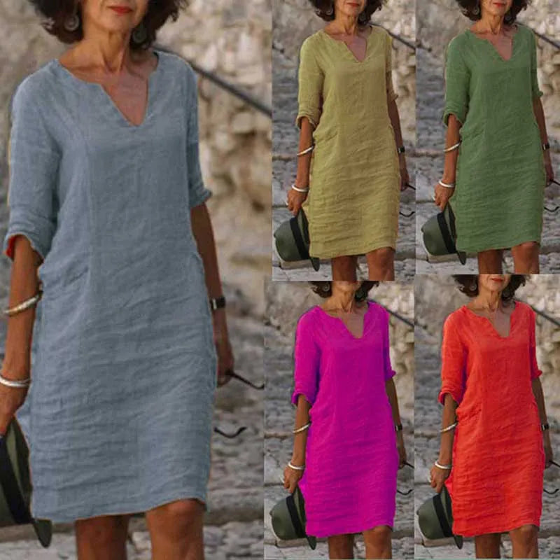 Mira – Mini-robe décontractée en coton d'inspiration vintage