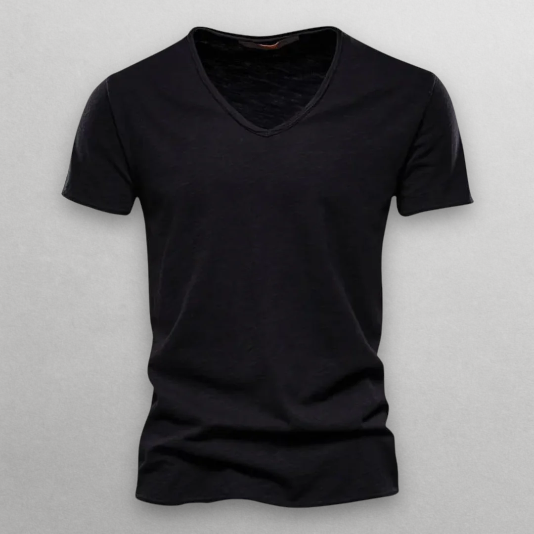 T-shirt en coton à col en V Shinari