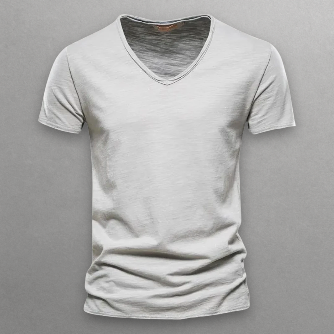 T-shirt en coton à col en V Shinari