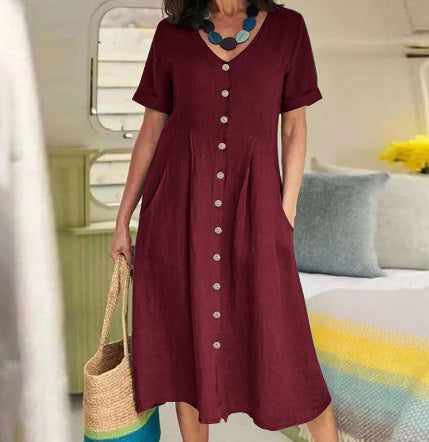 Harper - Robe boutonnée avec poche pour tous les jours