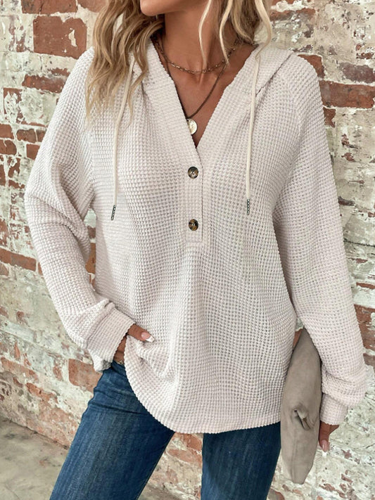 Sweat à capuche boutonné texturé Mila™