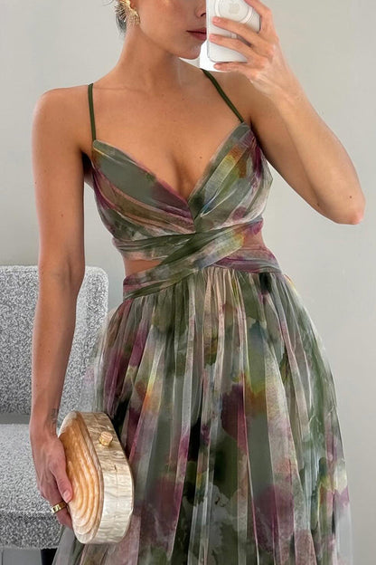 Eirith - Robe longue imprimée élégante à lacets