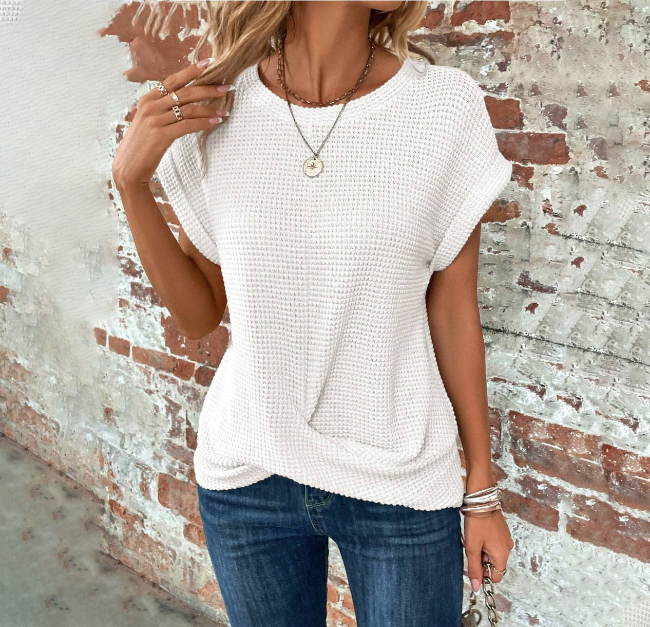 T-SHIRT TORSADÉ EN MAILLE GAUFRÉ MONROE