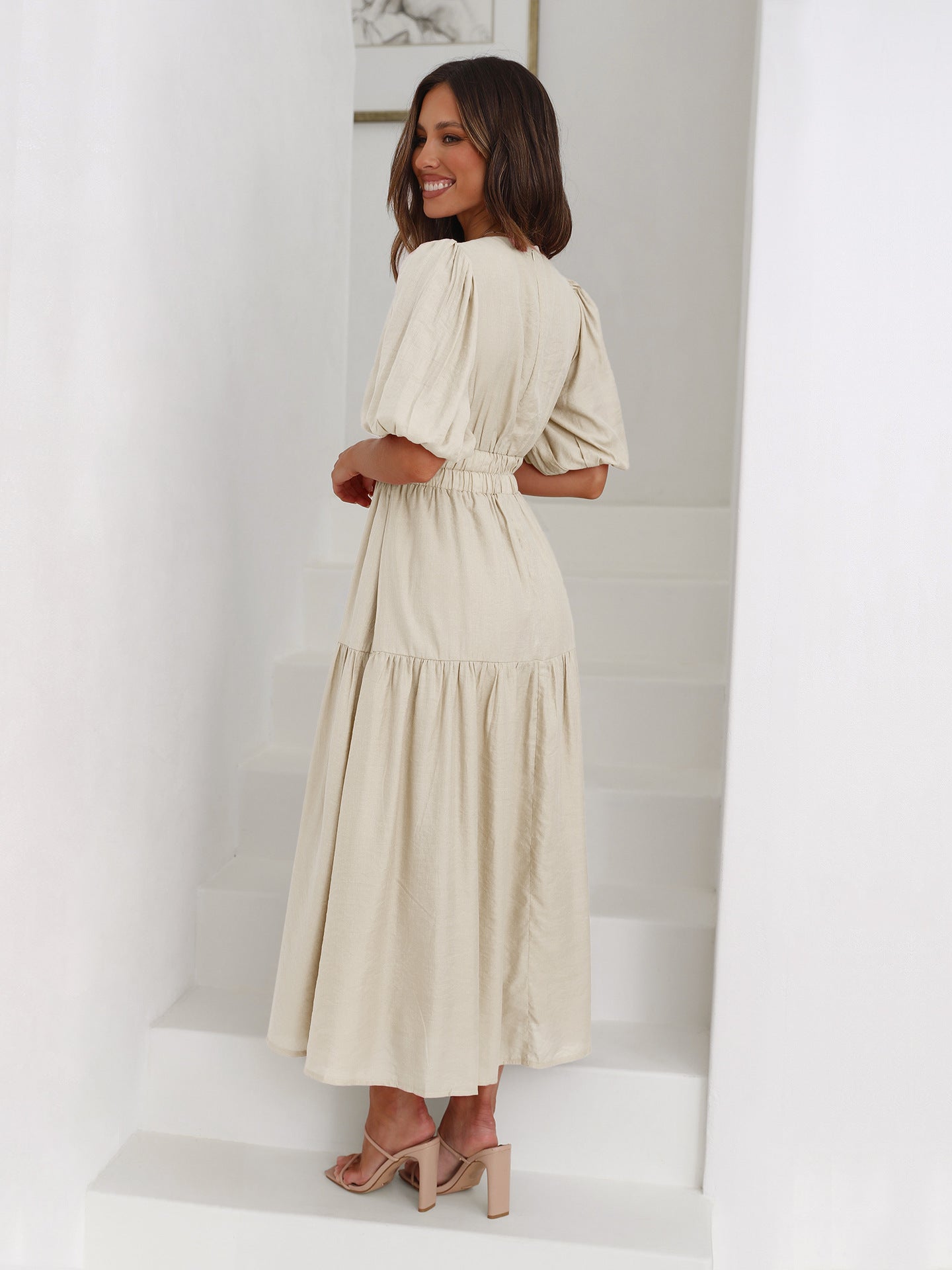Enola - Robe à manches bouffantes