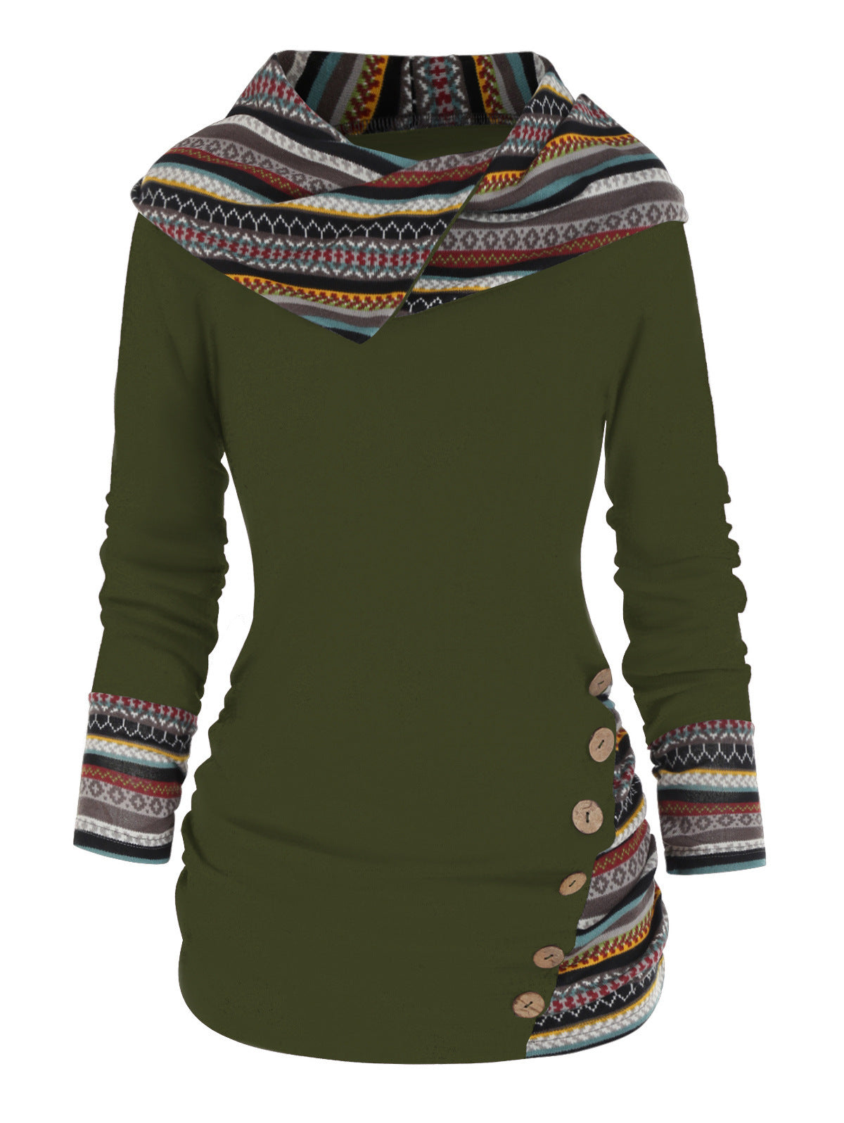 Sweat à capuche bohème patchwork pour femmes