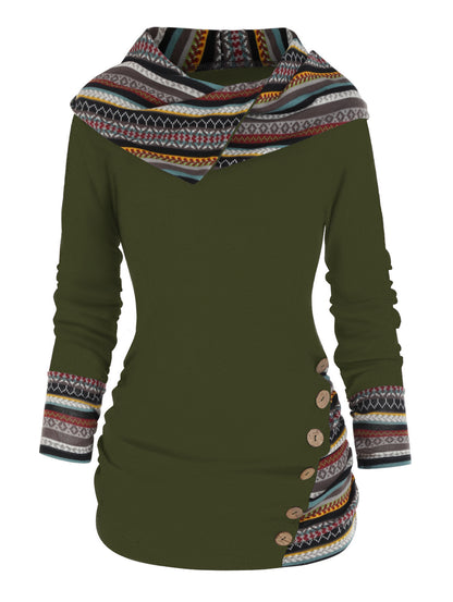 Sweat à capuche bohème patchwork pour femmes