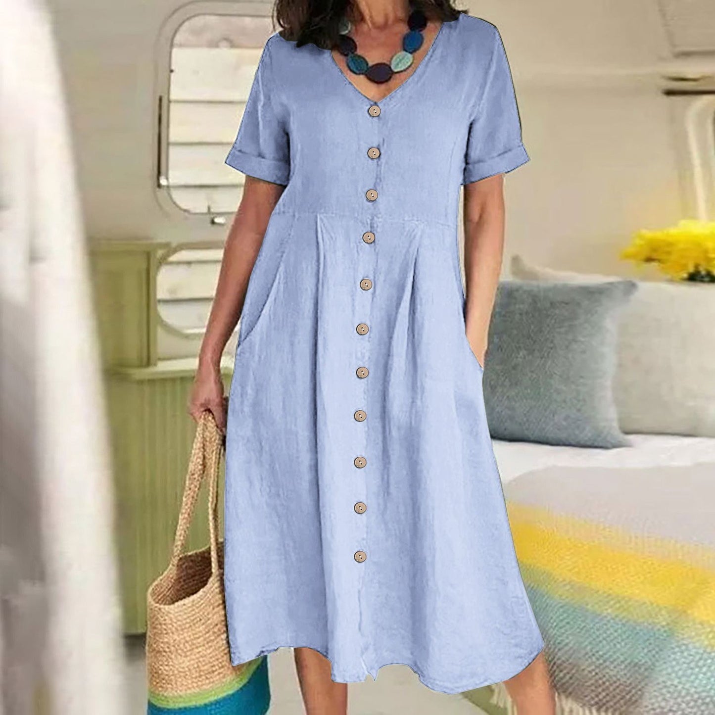 Harper - Robe boutonnée avec poche pour tous les jours