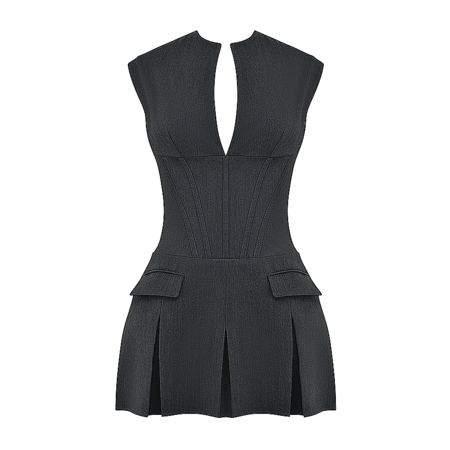 Velina - Mini-robe plissée corset unie
