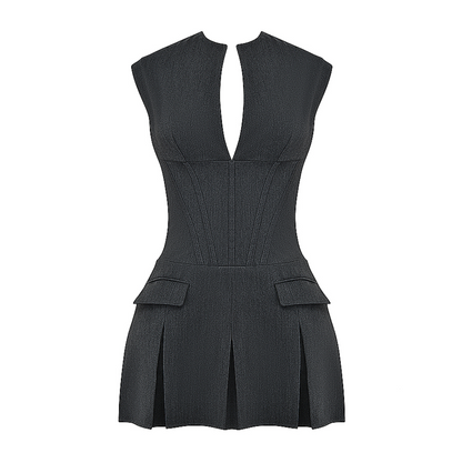 Velina - Mini-robe plissée corset unie