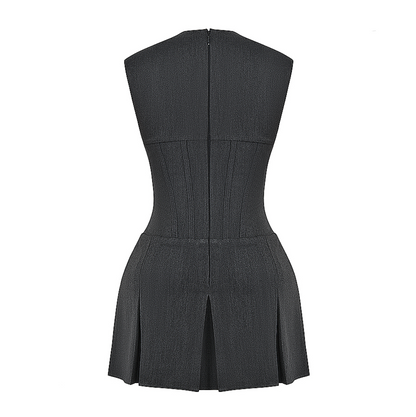 Velina - Mini-robe plissée corset unie