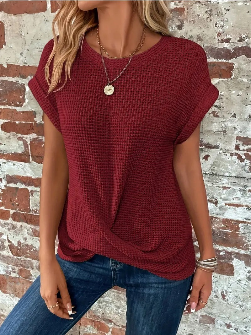 T-SHIRT TORSADÉ EN MAILLE GAUFRÉ MONROE