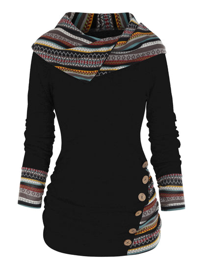Sweat à capuche bohème patchwork pour femmes