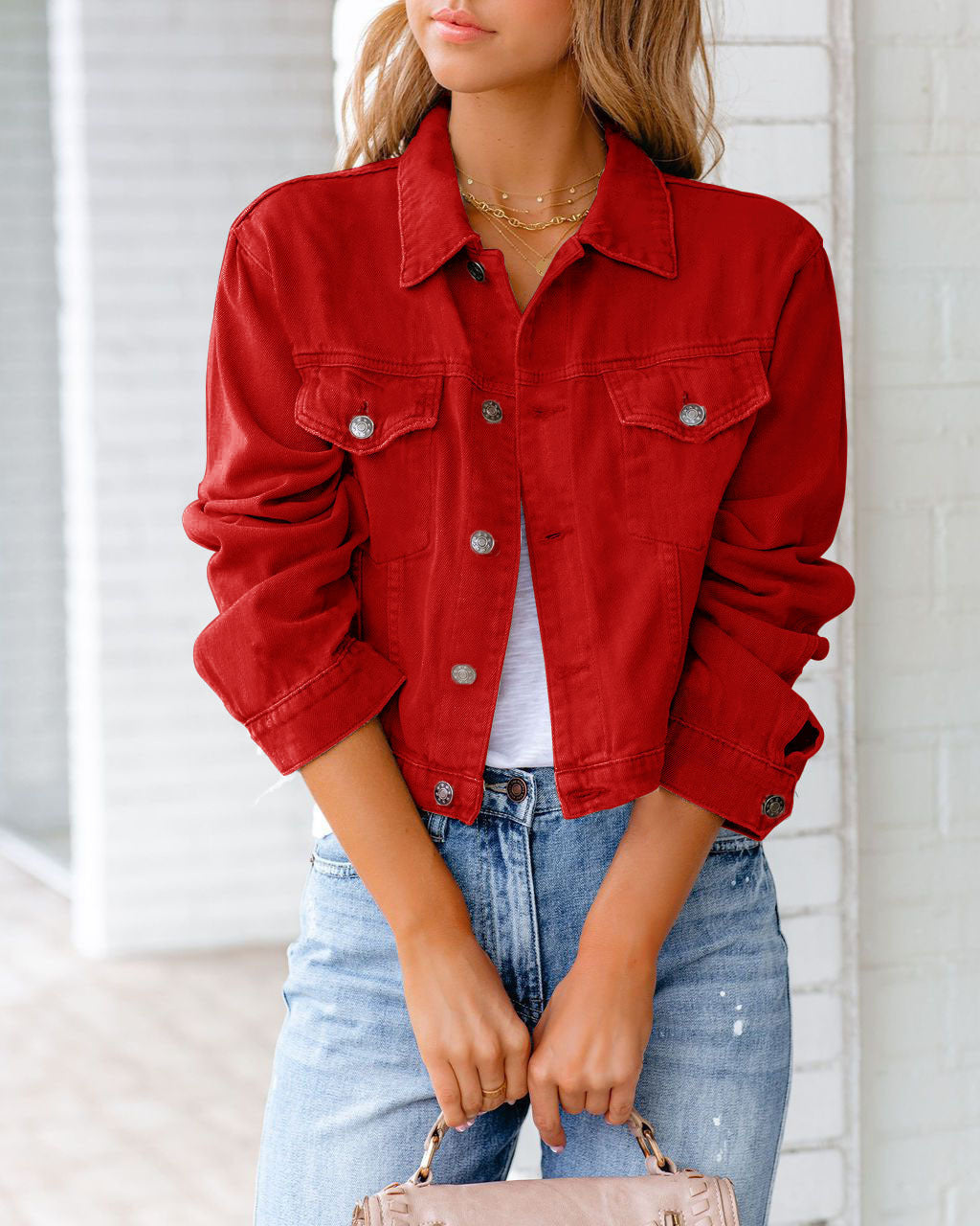 Veste en jean pétales Elise Leroy