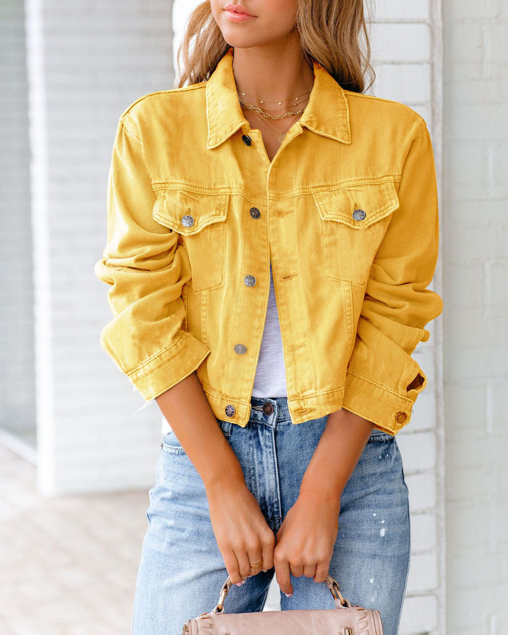 Veste en jean pétales Elise Leroy
