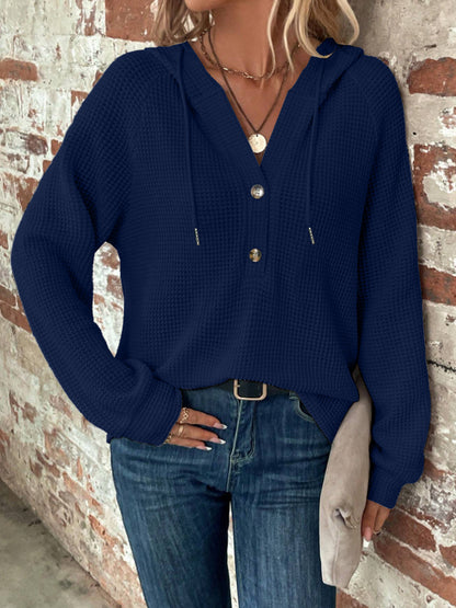 Sweat à capuche boutonné texturé Mila™