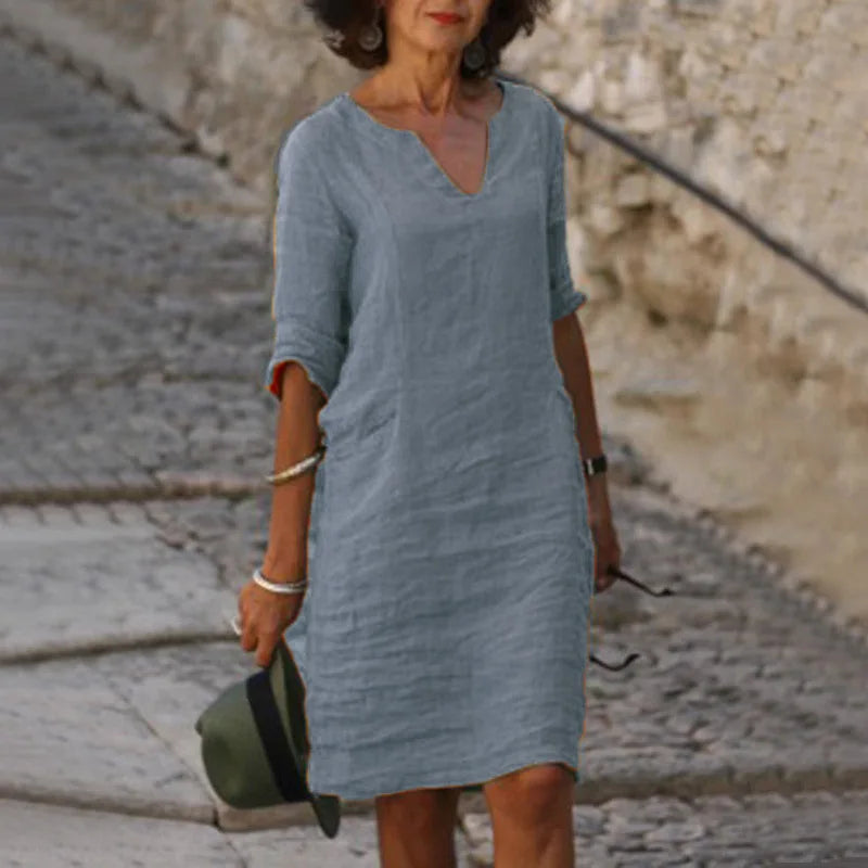 Mira – Mini-robe décontractée en coton d'inspiration vintage