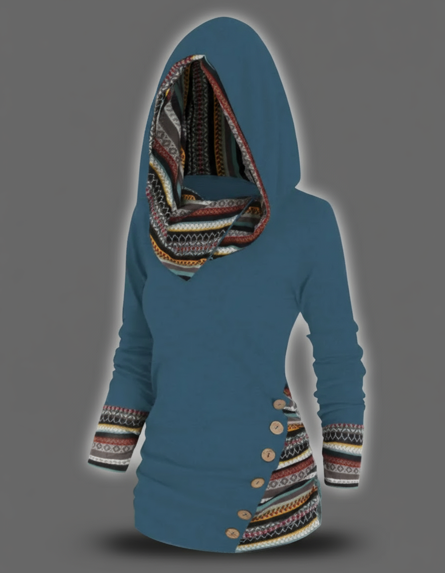 Sweat à capuche bohème patchwork pour femmes