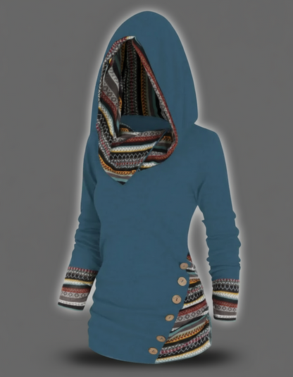 Sweat à capuche bohème patchwork pour femmes