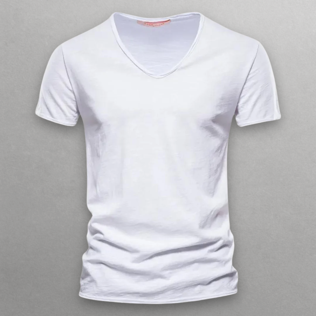 T-shirt en coton à col en V Shinari