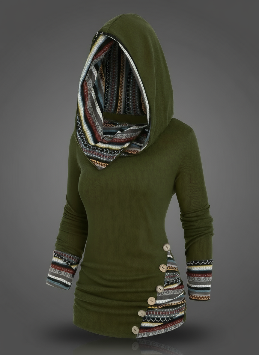 Sweat à capuche bohème patchwork pour femmes