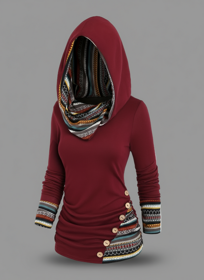 Sweat à capuche bohème patchwork pour femmes