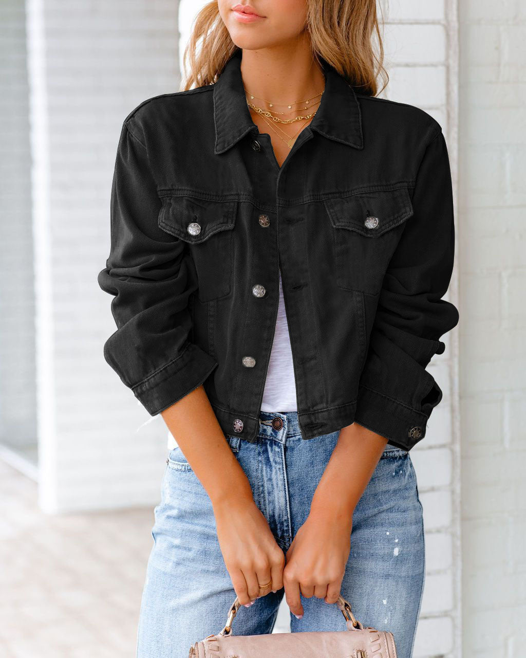 Veste en jean pétales Elise Leroy