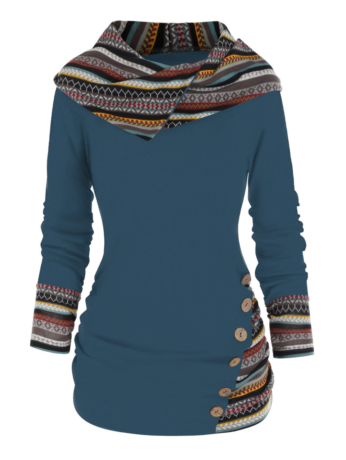 Sweat à capuche bohème patchwork pour femmes