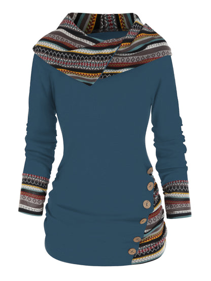 Sweat à capuche bohème patchwork pour femmes