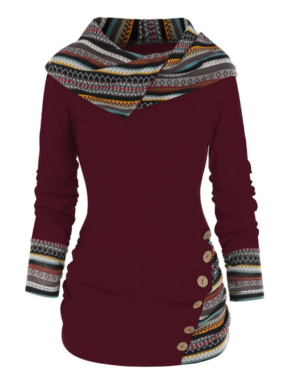 Sweat à capuche bohème patchwork pour femmes