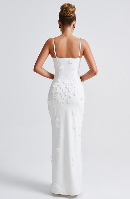 Bianca - Robe longue à appliqué floral