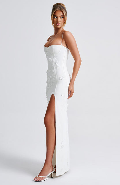 Bianca - Robe longue à appliqué floral