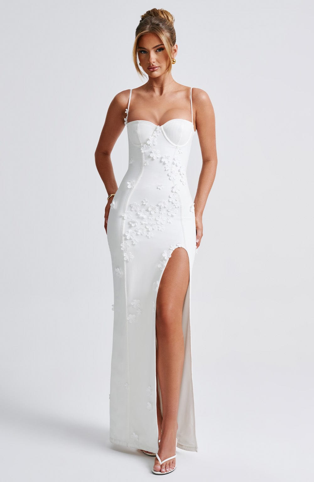 Bianca - Robe longue à appliqué floral