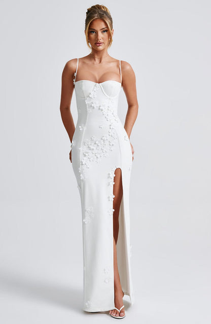 Bianca - Robe longue à appliqué floral