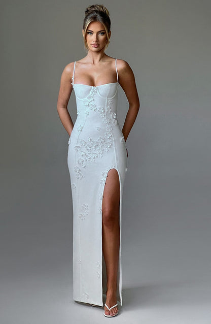 Bianca - Robe longue à appliqué floral