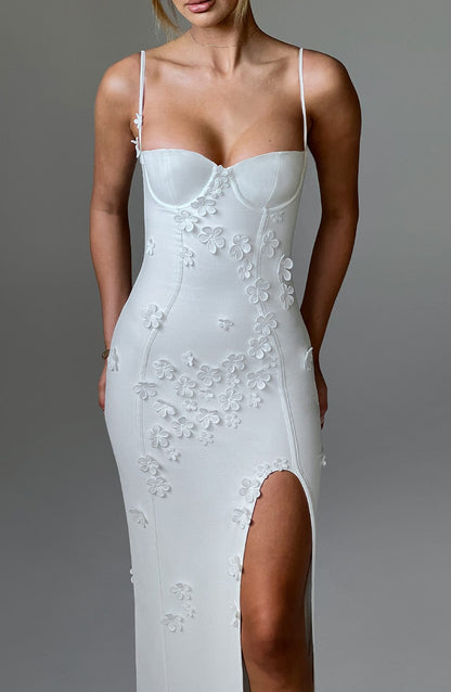 Bianca - Robe longue à appliqué floral